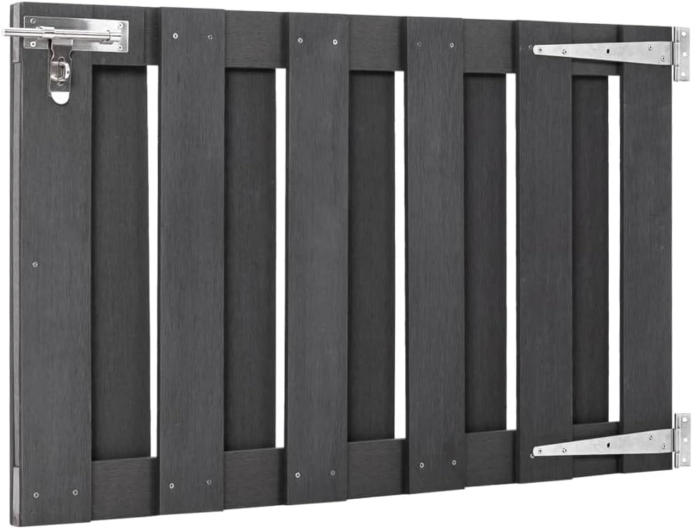 WPC Garden Gate Outdoor 39.4'x23.6' Gray Lockable Sliding Latch Durable Privacy Fence for Backyard Patio Deck Yard Entry