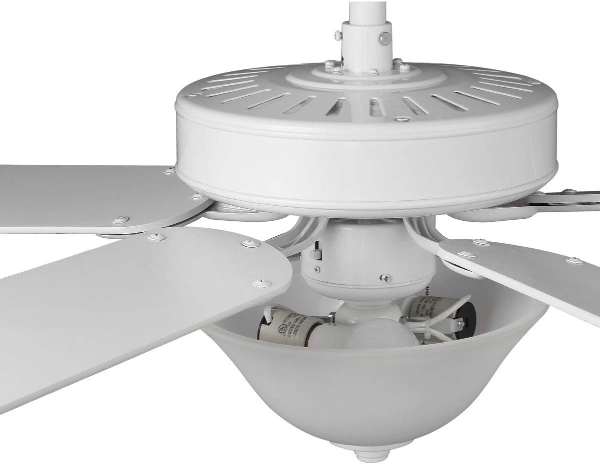 Progress Lighting AirPro Collection 52' Five-Blade Ceiling Fan with White Etched Light Kit