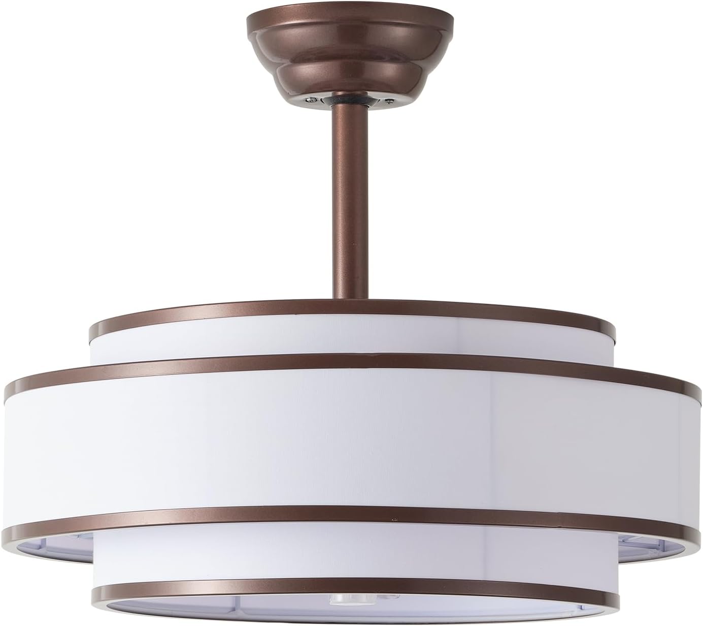 20' Caged Ceiling Fans with Lights and Remote, Fandelier Ceiling Fan with Light, Modern Bladeless Quiet Reversible Motor 6 Speeds for Bedroom, Nursery, Living Room, Brown