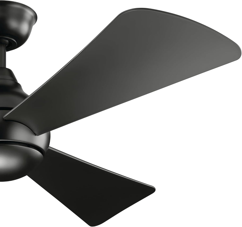 KICHLER Sola 54 in. Integrated LED Indoor Satin Black Flush Mount Ceiling Fan with Light Kit and Wall Control 330152SBK