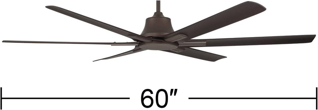 Casa Vieja 60' X-Force Farmhouse Rustic Indoor Outdoor Ceiling Fan 6 Blade Remote Control Emperial Bronze Finish Brown Blades Bedroom Patio Living Room Kitchen Porch Damp Rated Decorative DC Motor