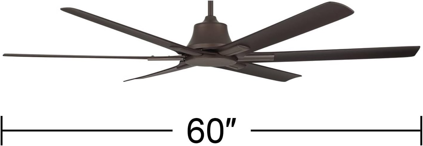Casa Vieja 60' X-Force Farmhouse Rustic Indoor Outdoor Ceiling Fan 6 Blade Remote Control Emperial Bronze Finish Brown Blades Bedroom Patio Living Room Kitchen Porch Damp Rated Decorative DC Motor