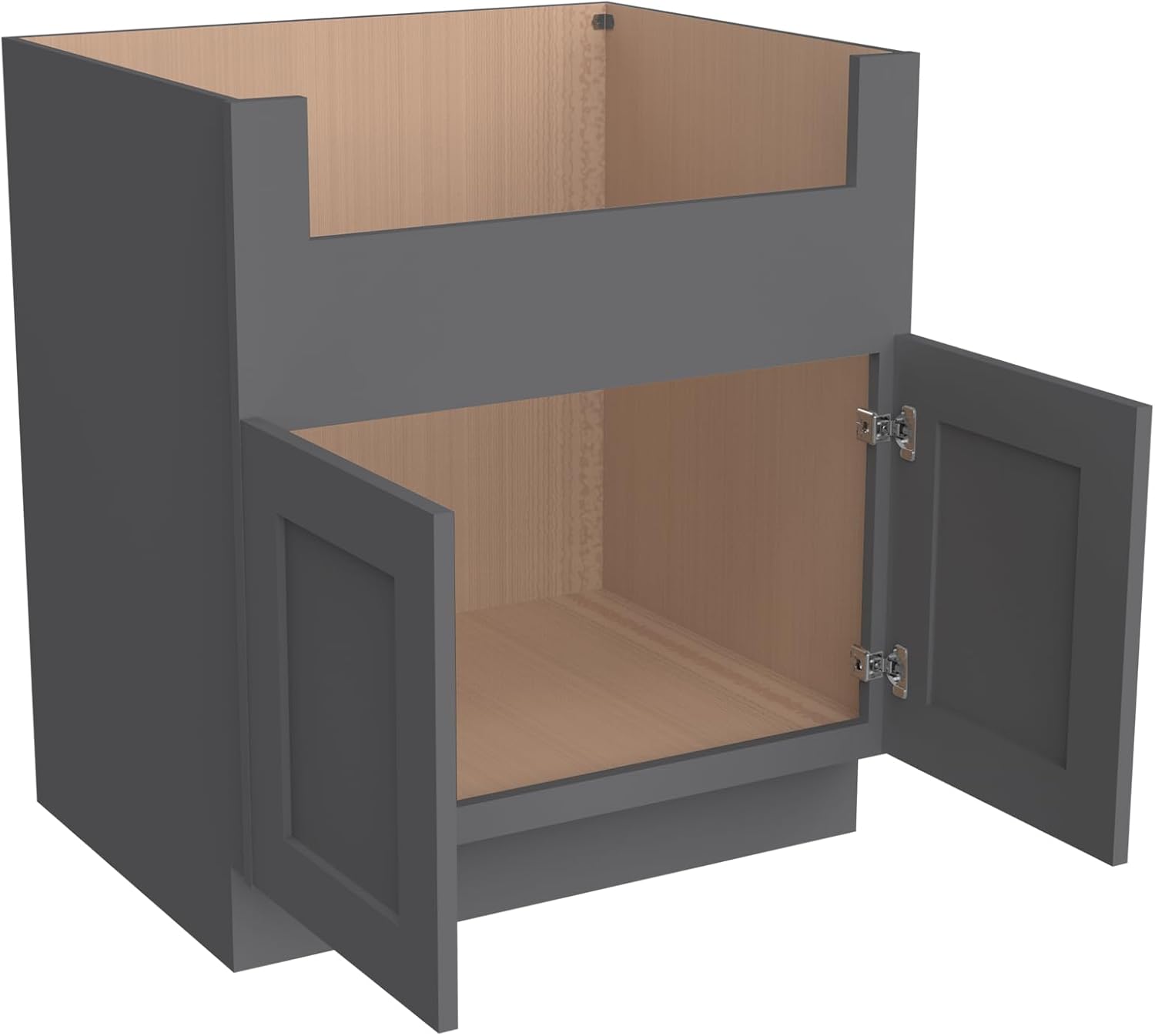 33 Inch RTA Kitchen Sink Base Cabinet - Solid Wood Shaker Style Farmhouse Cabinet with Soft Close Doors, Fits 24-30 Inch Undermount Sinks, Ready to Assemble (Pebble Gray)