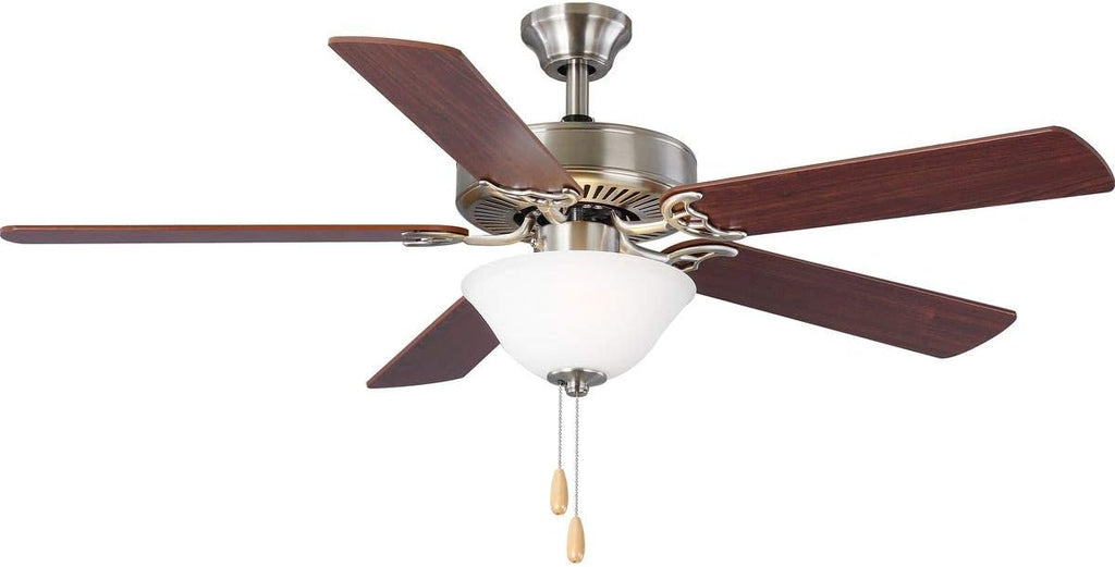 Progress Lighting AirPro Collection 52'' Five-Blade Ceiling Fan with White Etched Light Kit