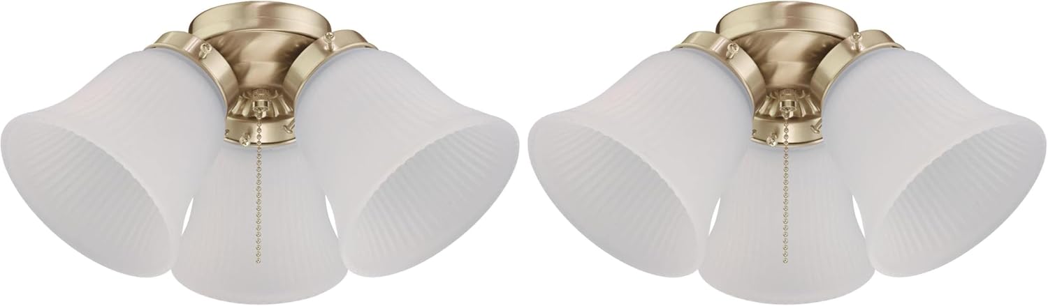 Westinghouse 7784500 Three-Light Led Cluster Ceiling Fan Light Kit, Polished Brass Finish with Frosted Ribbed Glass, Polished Brass (Pack of 2)