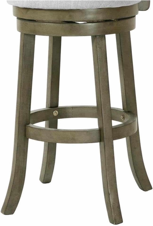 New Classic Furniture Manchester Counter Swivel Bar Stool with Open Back and Fabric Upholstered Seat & Back Rest, 29-Inch, Gray