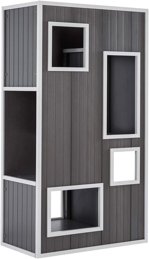 New Age Pet ECOFLEX Kitty Kase Cat Tree Play Tower, Grey (EHKKS13-05)