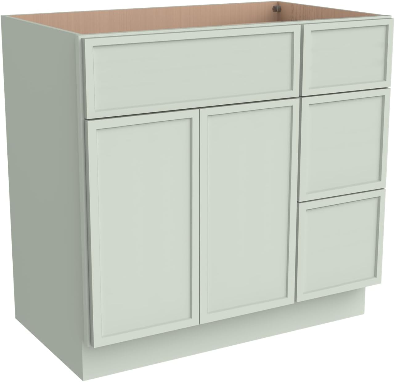 Solid Wood RTA 42' Bathroom Vanity Single-Sink Drawer Base Cabinet Sink Storage Cabinet with Soft-Close 2 Doors and 3 Right Drawers (NT-Jade Green, 42' W × 21' D × 34-1/2'H)