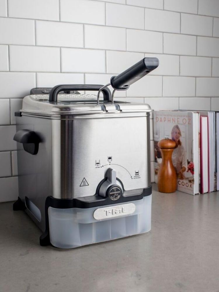 T-fal Compact EZ Clean Stainless Steel Deep Fryer with Basket for Home Use, 1.8 Liter Oil and 1.7 Pound Food Capacity, 1200 Watts, Easy Clean Temp Control, Oil Filtration, 1.8 L