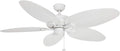 Honeywell Duval 52' Tropical Indoor Outdoor Ceiling Fan, 5 Blades, White
