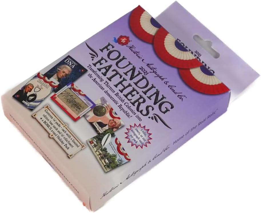 2025 Historic Autographs Founding Fathers Trading Cards Hobby Box 4 Packs per Box, 5 Cards per Pack