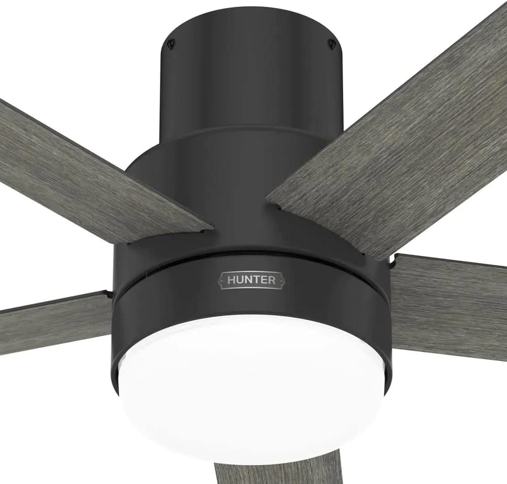 Hunter Fan 52 Inch Low Profile Matte Black Indoor Ceiling Fan With LED Light and Remote Control, Holiday Gifts for Bedroom, Living Room/Family Room, Dining Room, Kitchen, Office (Renewed)