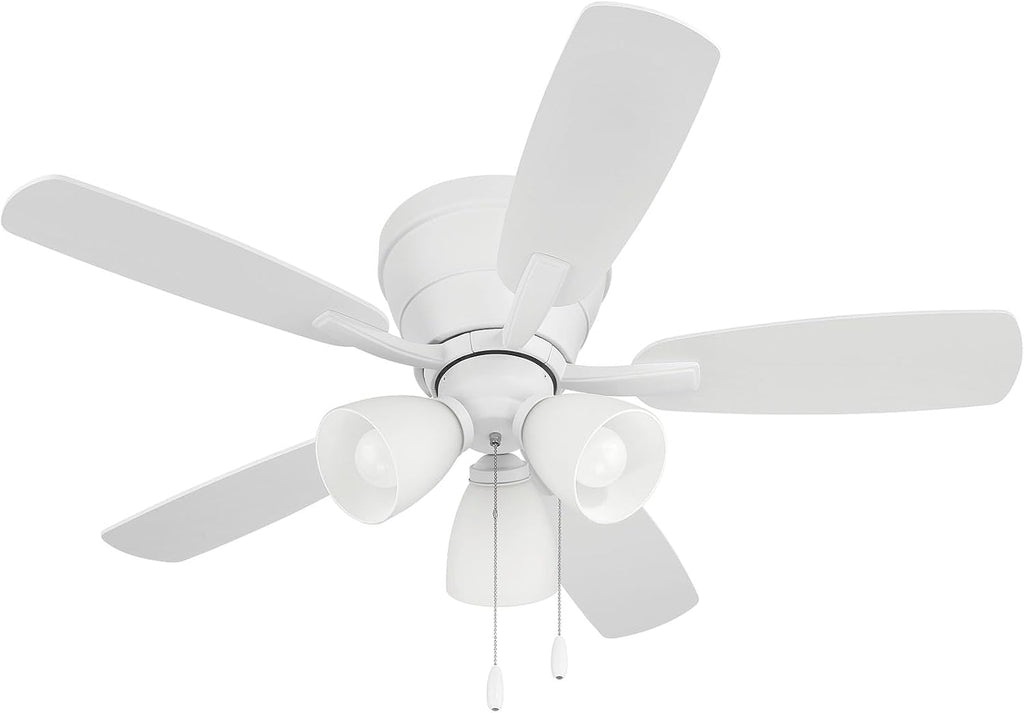 Craftmade 42' Wheeler Indoor Flush Mount 5 Blade White Finish Ceiling Fan with Optional 3-Light Kit