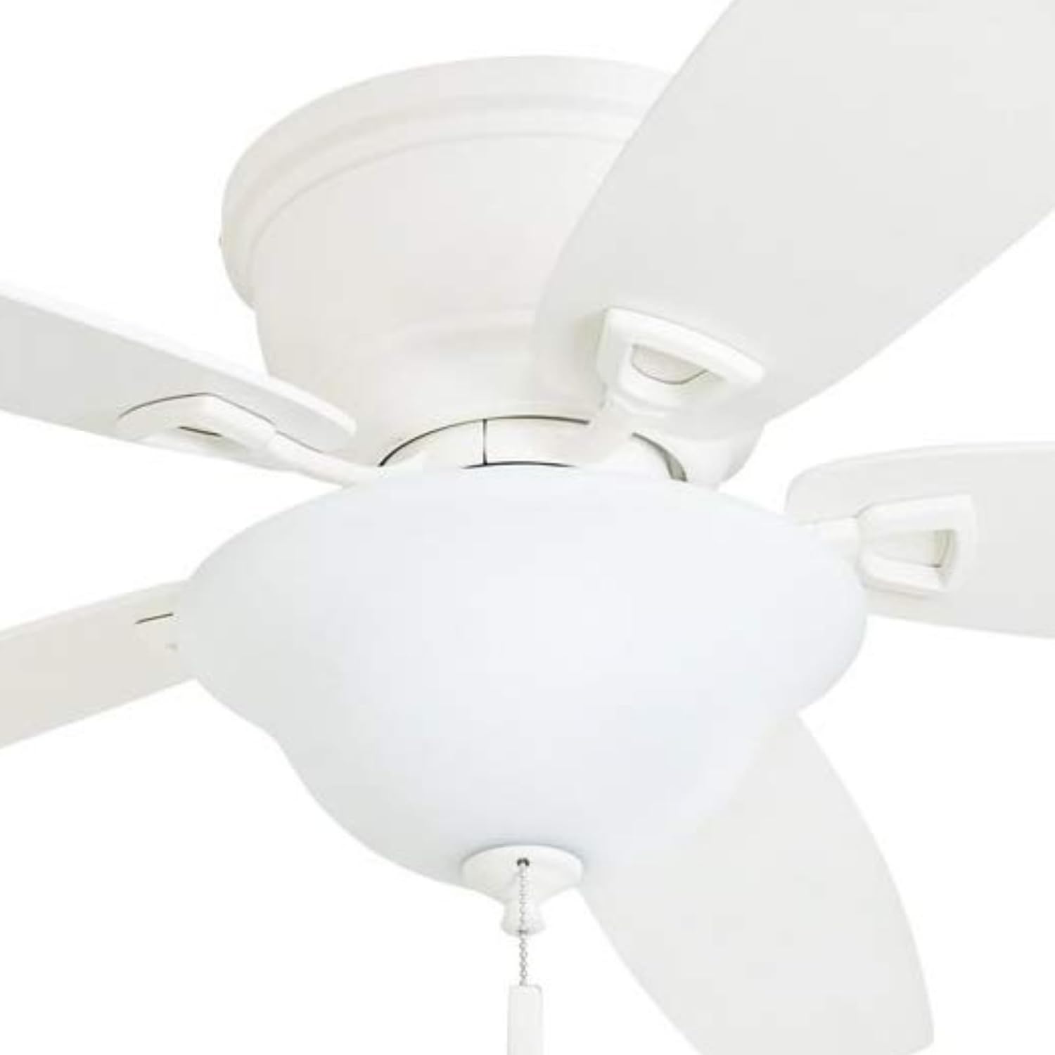 Honeywell Glen Alden 52 Inch Indoor LED Ceiling Fan with Bowl Light, Pull Chain Control, 5 Dual-Finish Blades, Quiet Reversible Motor, White