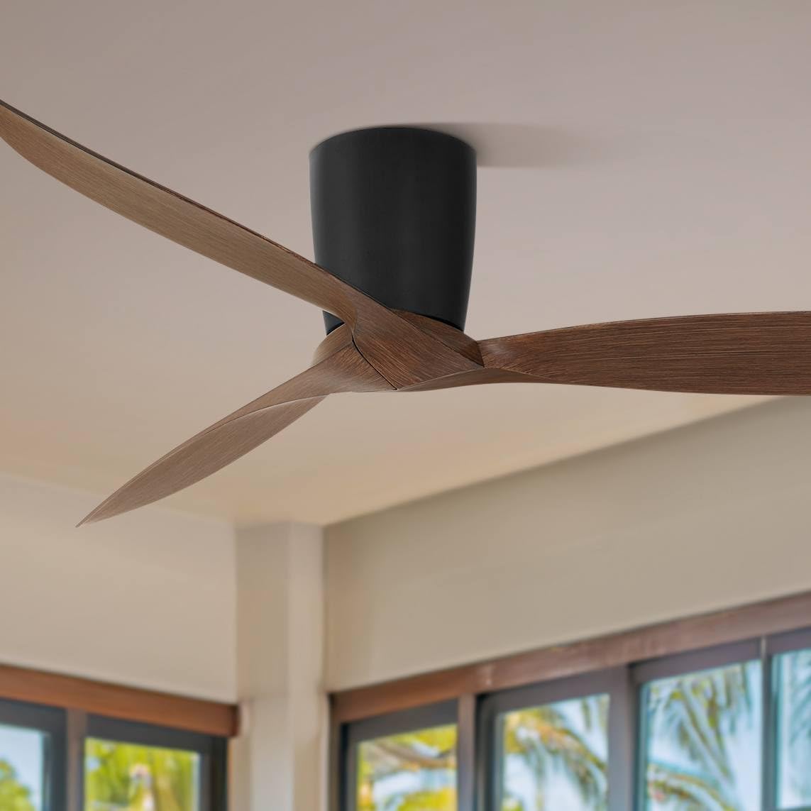Casa Vieja 56' Tre Black and Walnut Indoor-Outdoor Hugger Ceiling Fan