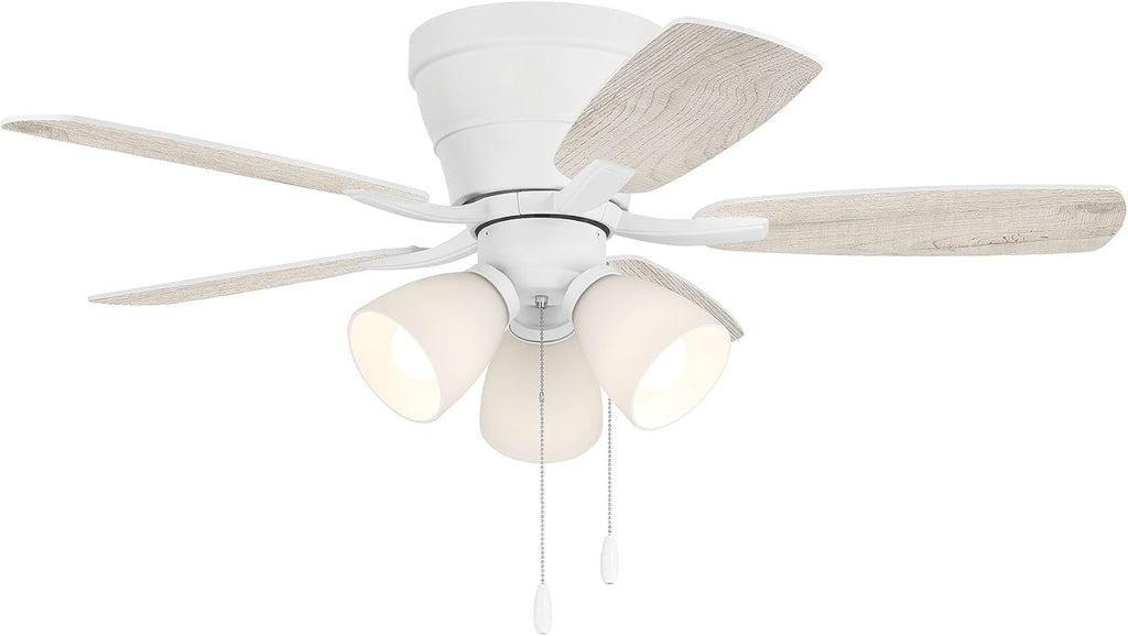 Craftmade 42' Wheeler Indoor Flush Mount 5 Blade White Finish Ceiling Fan with Optional 3-Light Kit