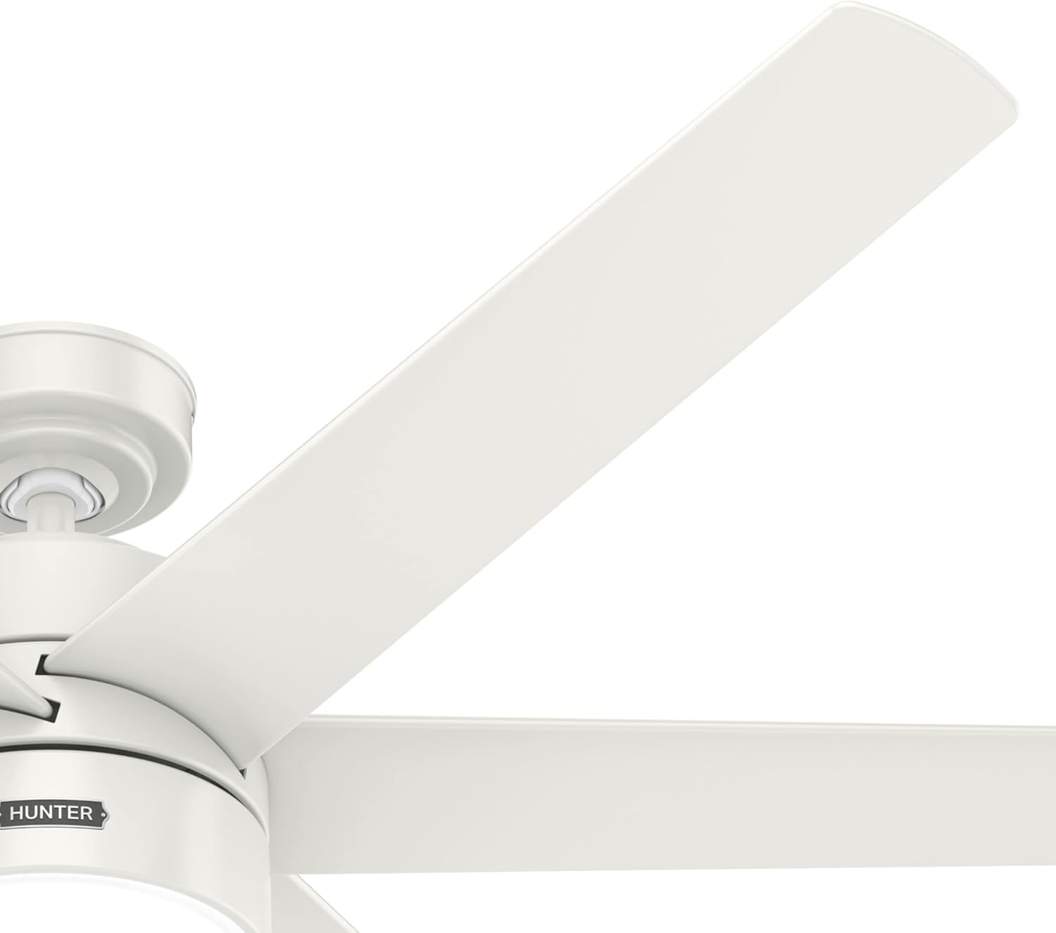 Hunter 60 inch Outdoor or Indoor Ceiling Fan with LED Light - White Ceiling Fan with Wall Control, For Patio, Garage, or Porch, Quiet, Standard Mount, 6 Blades - Solaria 51476, Fresh White