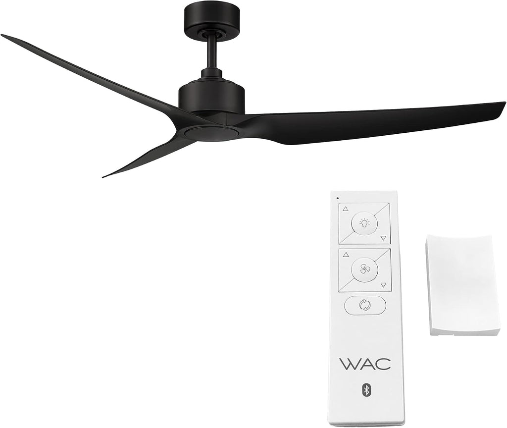 WAC F-056-MB Stella 60' Outdoor Ceiling Fan with Remote Control, Matte Black