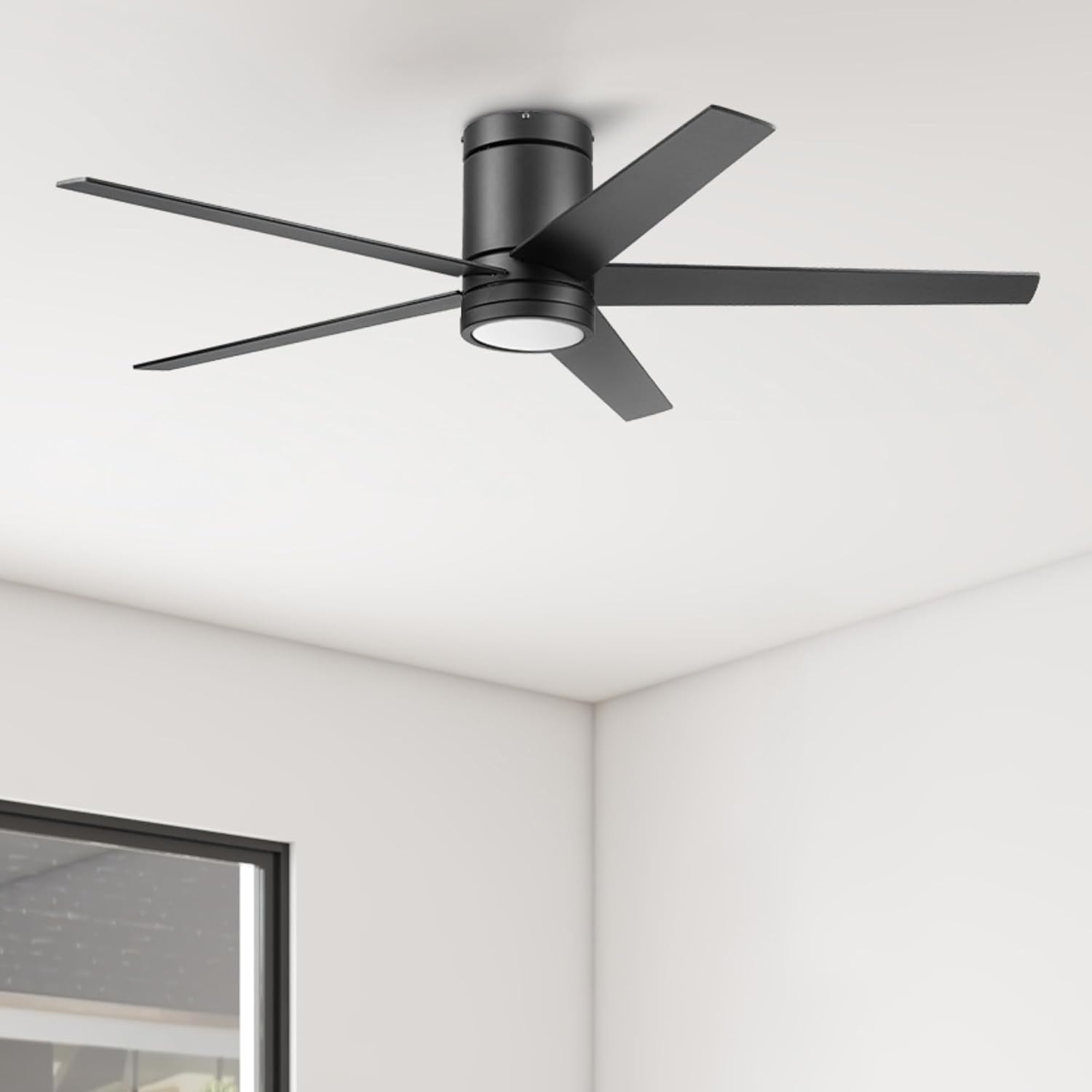 Honeywell Graceshire 52 Inch Ceiling Fan with Color Changing LED Light and Remote Control, 5 Blades, Reversible Airflow, Matte Black