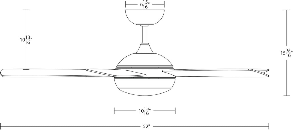 WAC Ceiling Fans F-005L-MB Odyssey 52' Ceiling Fan with LED Lights and Remote, Matte Black