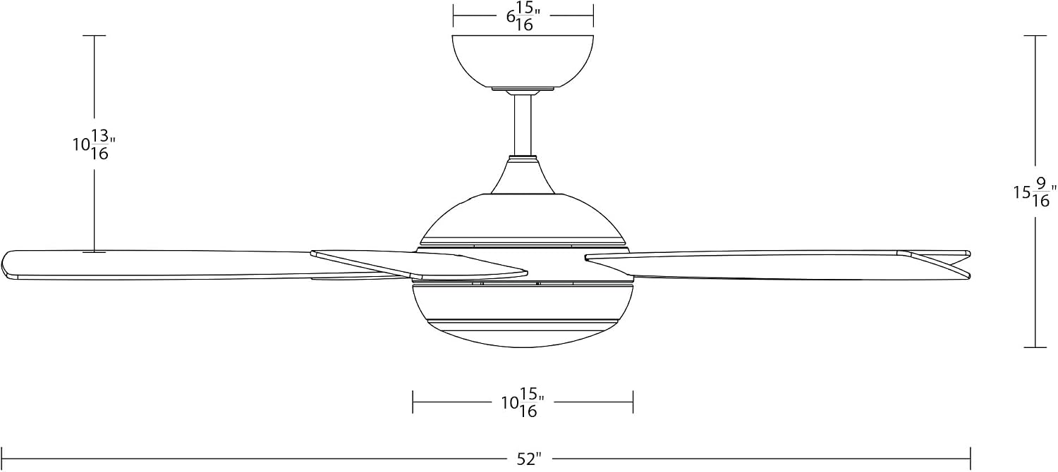 WAC Ceiling Fans F-005L-MB Odyssey 52' Ceiling Fan with LED Lights and Remote, Matte Black