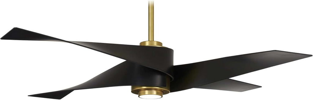 MINKA-AIRE F903L-SBR/MBK Artemis IV 64 Inch Ceiling Fan with LED Light and DC Motor, Soft Brass/Matte Black