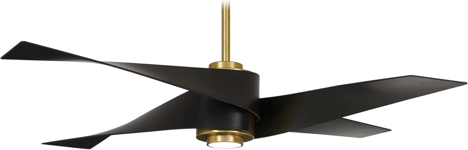 MINKA-AIRE F903L-SBR/MBK Artemis IV 64 Inch Ceiling Fan with LED Light and DC Motor, Soft Brass/Matte Black