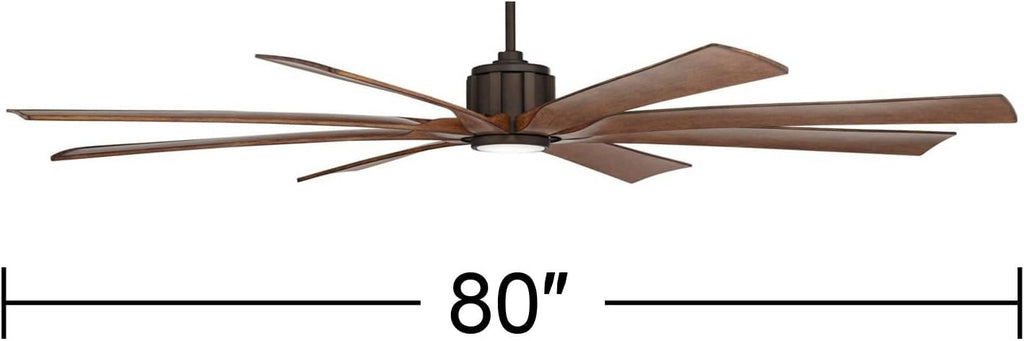 Possini Euro Design 80' Defender Rustic Farmhouse Outdoor Ceiling Fan with Dimmable LED Light Remote Control Oil Rubbed Bronze Damp Rated for Patio Exterior House Home Porch Gazebo Garage Barn