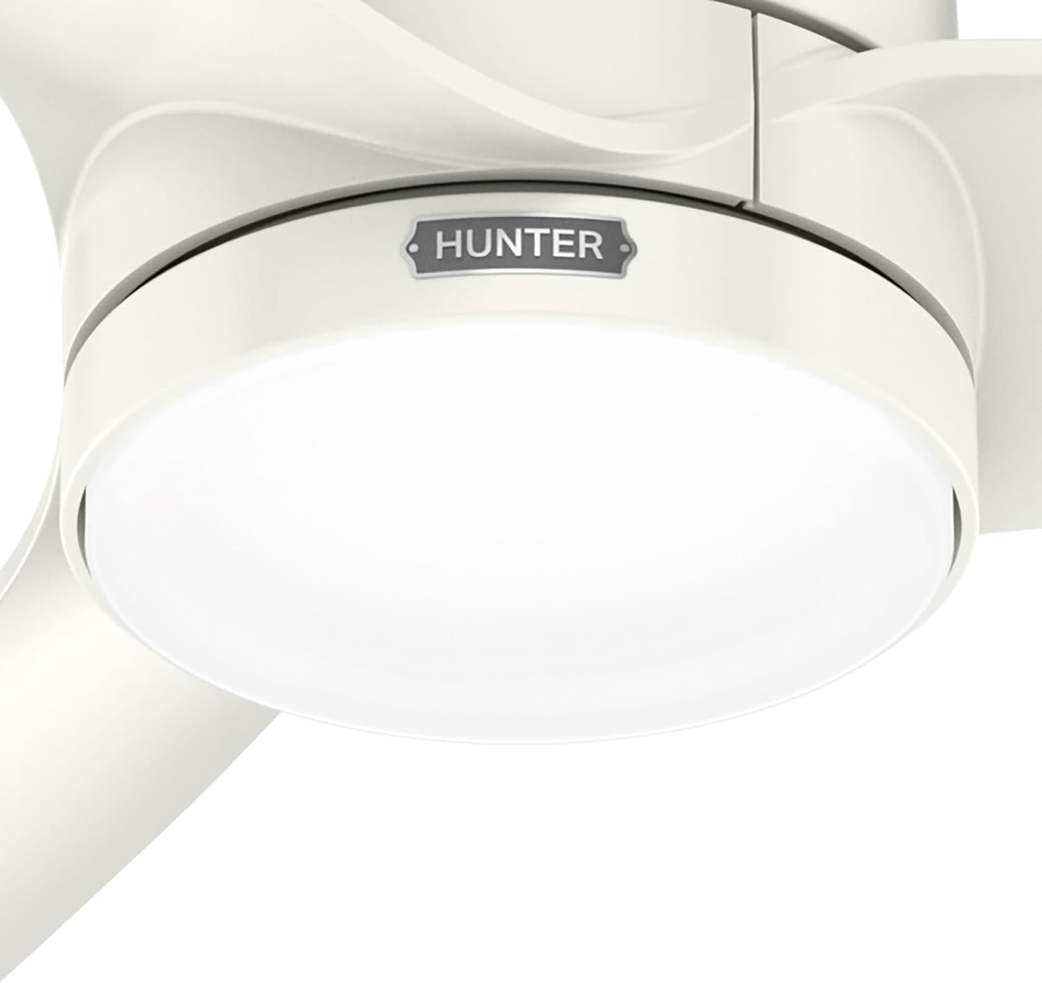 Hunter 60' Bolsa Indoor Ceiling Fan with LED Light, Remote, Fresh White | SureSpeed high velocity airflow, 6-speed DC motor, and 3' downrod support large rooms, bedrooms, offices, or great rooms.