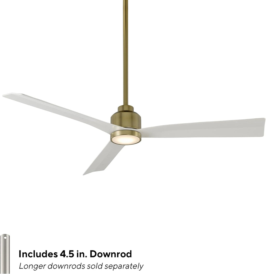 WAC Lighting F-003L-SB/MW Clean 52' Outdoor Ceiling Fan with LED Lights & Remote, Satin Brass/Matte Black