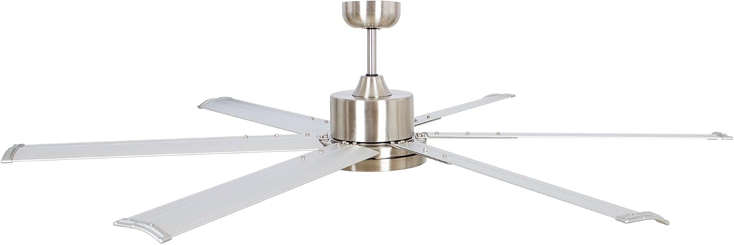 Industrial Ceiling Fans with Lights and Remote, 65 Inch Large Ceiling Fan for Living Room Bedroom, Outdoor Ceiling Fans for Patios, DC Motor Reversible 6 Blades, Ventilador de Techo, Brushed Nickel