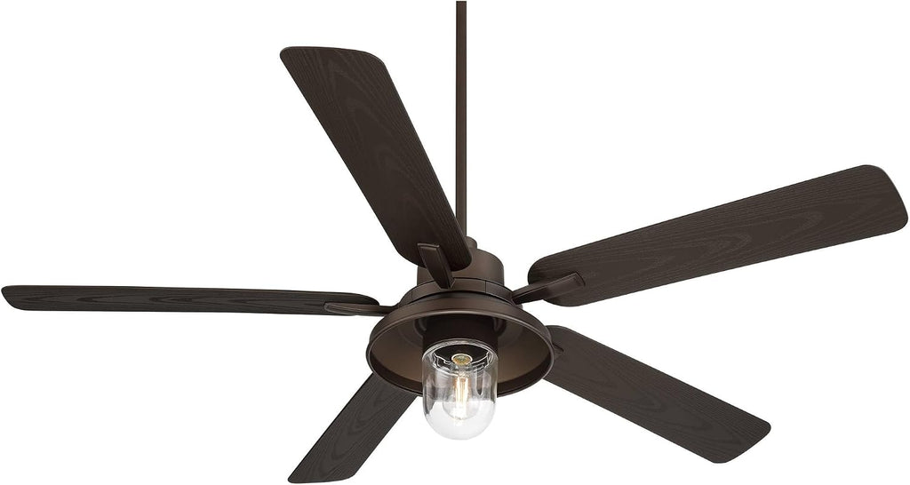 Casa Vieja 60' Ridgeline Barn Farmhouse Rustic Indoor Cottage Core Outdoor Ceiling Fan 5 Blade LED Light Remote Control Bronze Finish Brown Blades Bedroom Patio Wet Rated Decorative DC Motor
