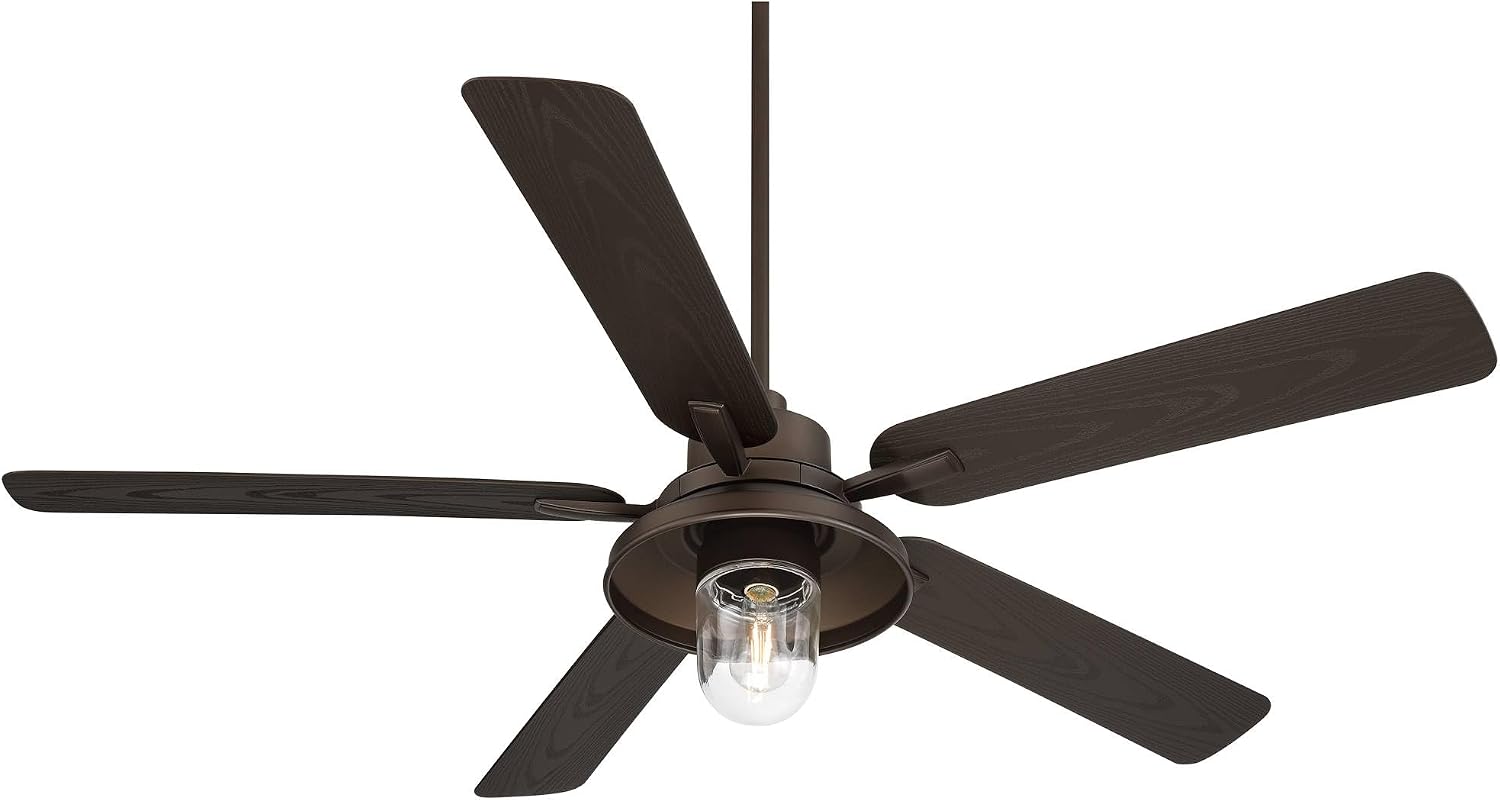 Casa Vieja 60' Ridgeline Barn Farmhouse Rustic Indoor Cottage Core Outdoor Ceiling Fan 5 Blade LED Light Remote Control Bronze Finish Brown Blades Bedroom Patio Wet Rated Decorative DC Motor