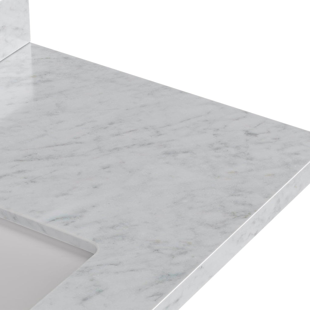 ARIEL Cambridge 48-inch Bathroom Vanity with Sink,Solid Wood, 1.5-inch Italian Carrara Marble Countertop, Single Rectangular Porcelain Sink, 2 Soft Closing Doors, 9 Dovetail Drawers, Vintage Green