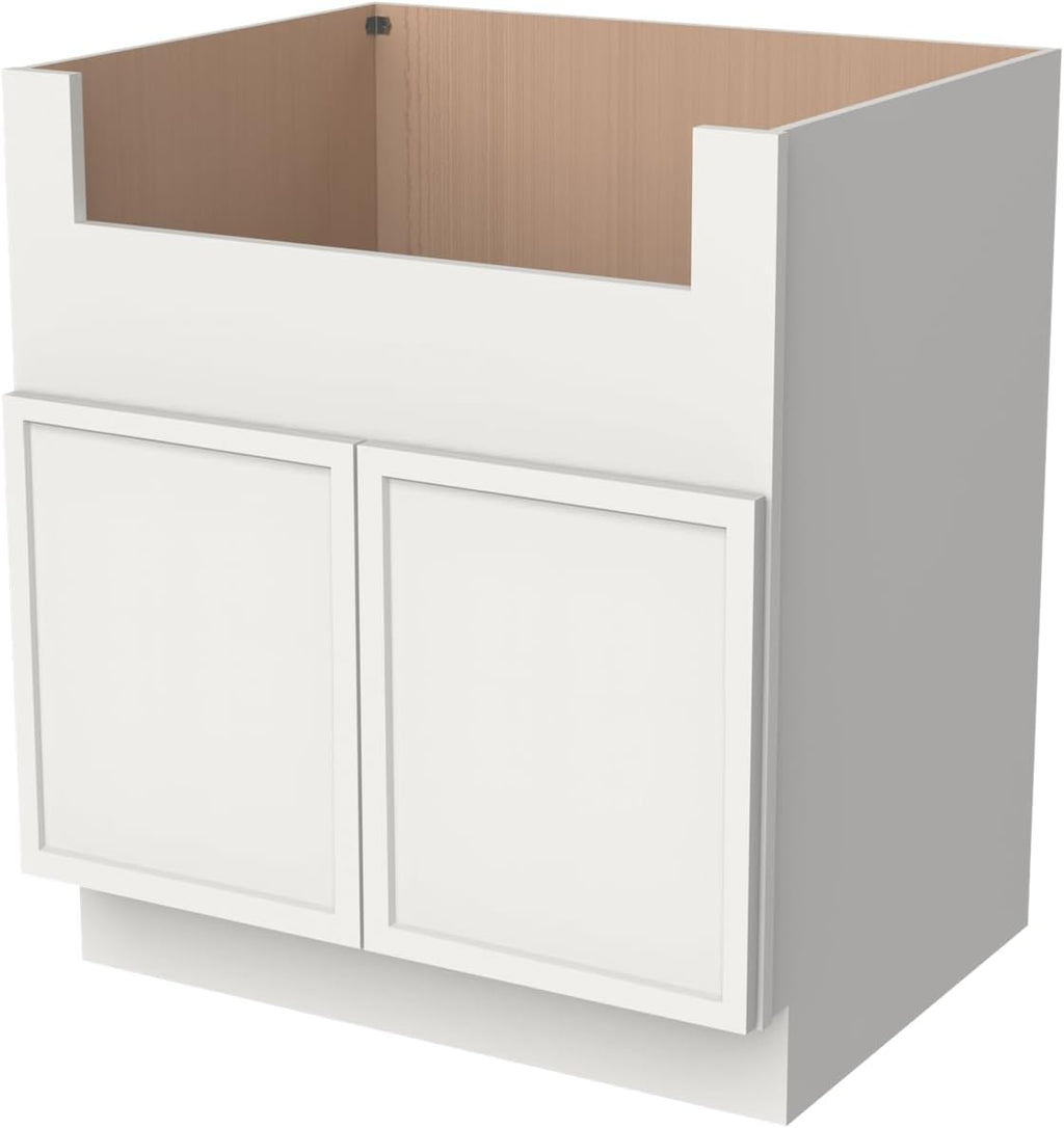 33 Inch RTA Kitchen Sink Base Cabinet - Solid Wood Shaker Style Farmhouse Cabinet with Soft Close Doors, Fits 24-30 Inch Undermount Sinks, Ready to Assemble (Origami White (Slim))