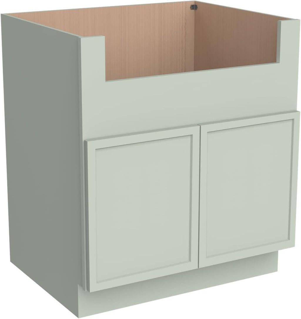 33 Inch RTA Kitchen Sink Base Cabinet - Solid Wood Shaker Style Farmhouse Cabinet with Soft Close Doors, Fits 24-30 Inch Undermount Sinks, Ready to Assemble (Jade Green (Slim))