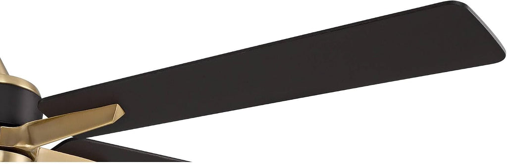 Casa Vieja 52' Vegas Nights Modern Indoor Outdoor Ceiling Fan with Dimmable LED Light Remote Control Soft Brass Black Damp Rated for Patio Exterior House Home Porch Gazebo Garage Barn - 18' Downrod