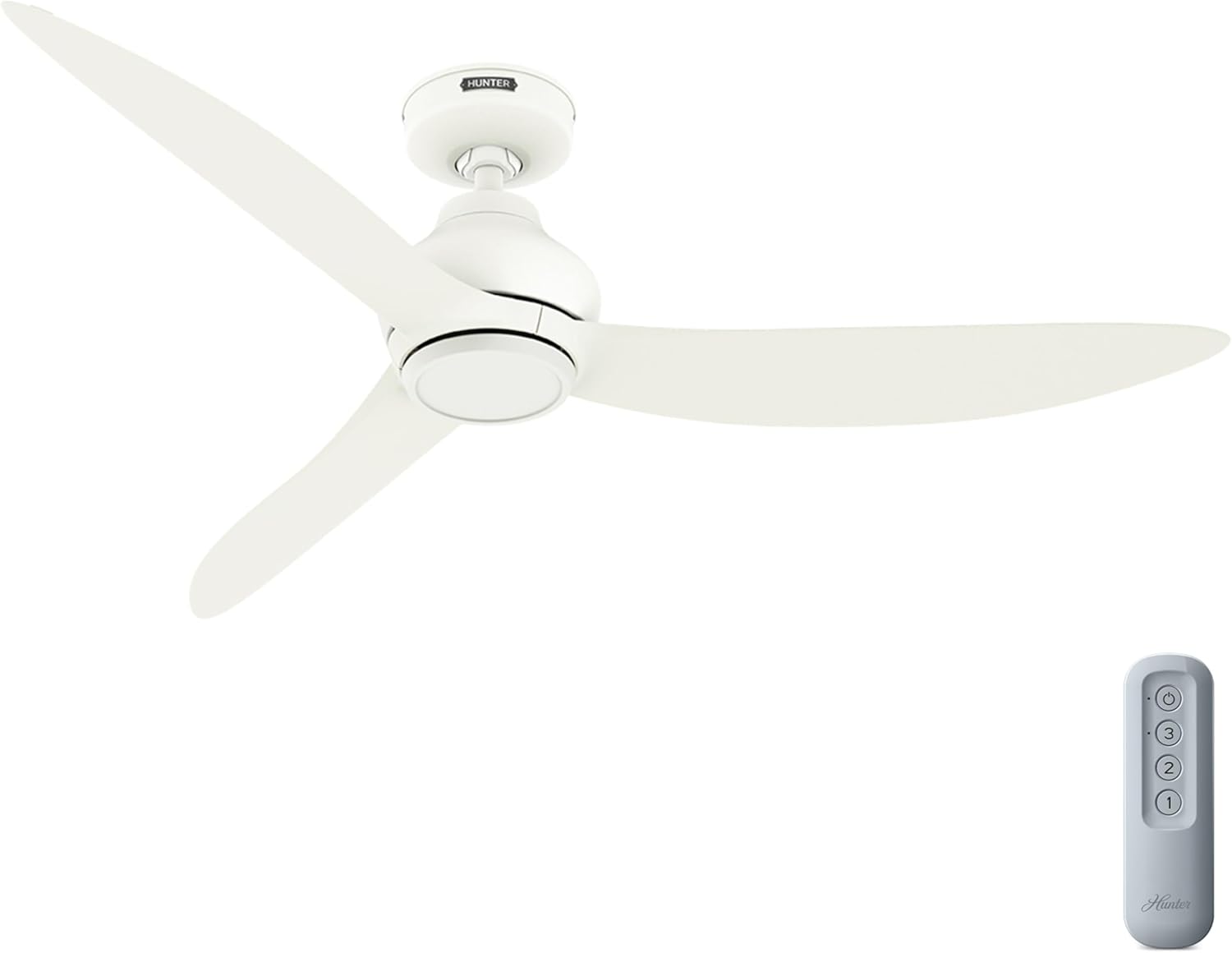 Hunter - Mazzini Indoor/Outdoor Ceiling Fan, Remote, 52-inch, Matte White, Casual-style, 6-speed DC Motor, Energy Star, 52830, for porches, patios, sunrooms, bathrooms