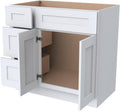 Solid Wood RTA Bathroom Vanity Sink Base Cabinet Sink Storage Cabinet with 2 Doors and 3 Left Drawers（White, 42'W × 21'D × 34-1/2'H