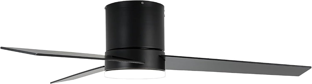 Low Profile Ceiling Fans with Lights and Remote, 48 Inch Bedroom Ceiling Fans Flush Mount, Indoor/Outdoor Fans for Patios, Reversible 3 Blades, Noiseless, Color Temp Adjusted, DOE ETL Tested (Black)