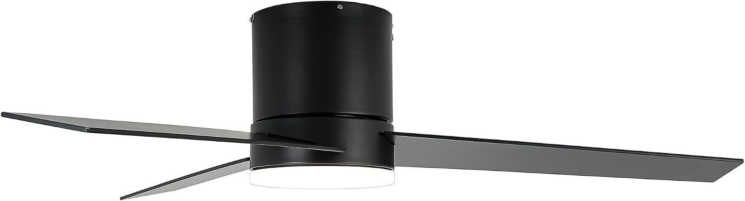 Low Profile Ceiling Fans with Lights and Remote, 48 Inch Bedroom Ceiling Fans Flush Mount, Indoor/Outdoor Fans for Patios, Reversible 3 Blades, Noiseless, Color Temp Adjusted, DOE ETL Tested (Black)