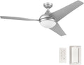 Honeywell Ceiling Fans Neyo, 52 Inch Contemporary Indoor LED Ceiling Fan with Light, Remote Control, Modern High Performance Blades, Reversible Motor Model- 51802-01 (Silver)