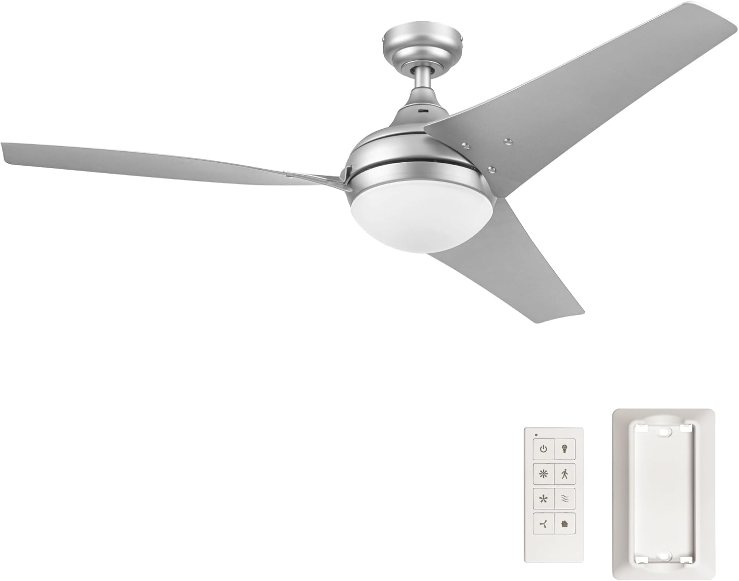 Honeywell Ceiling Fans Neyo, 52 Inch Contemporary Indoor LED Ceiling Fan with Light, Remote Control, Modern High Performance Blades, Reversible Motor Model- 51802-01 (Silver)