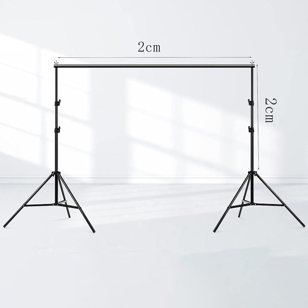 Adjustable Background Support Kit, Photo Background Cloth, Black, with 4 Backdrop Clamps, for Wedding, Party, Photography Studio Background Support (Size : 2x2m)