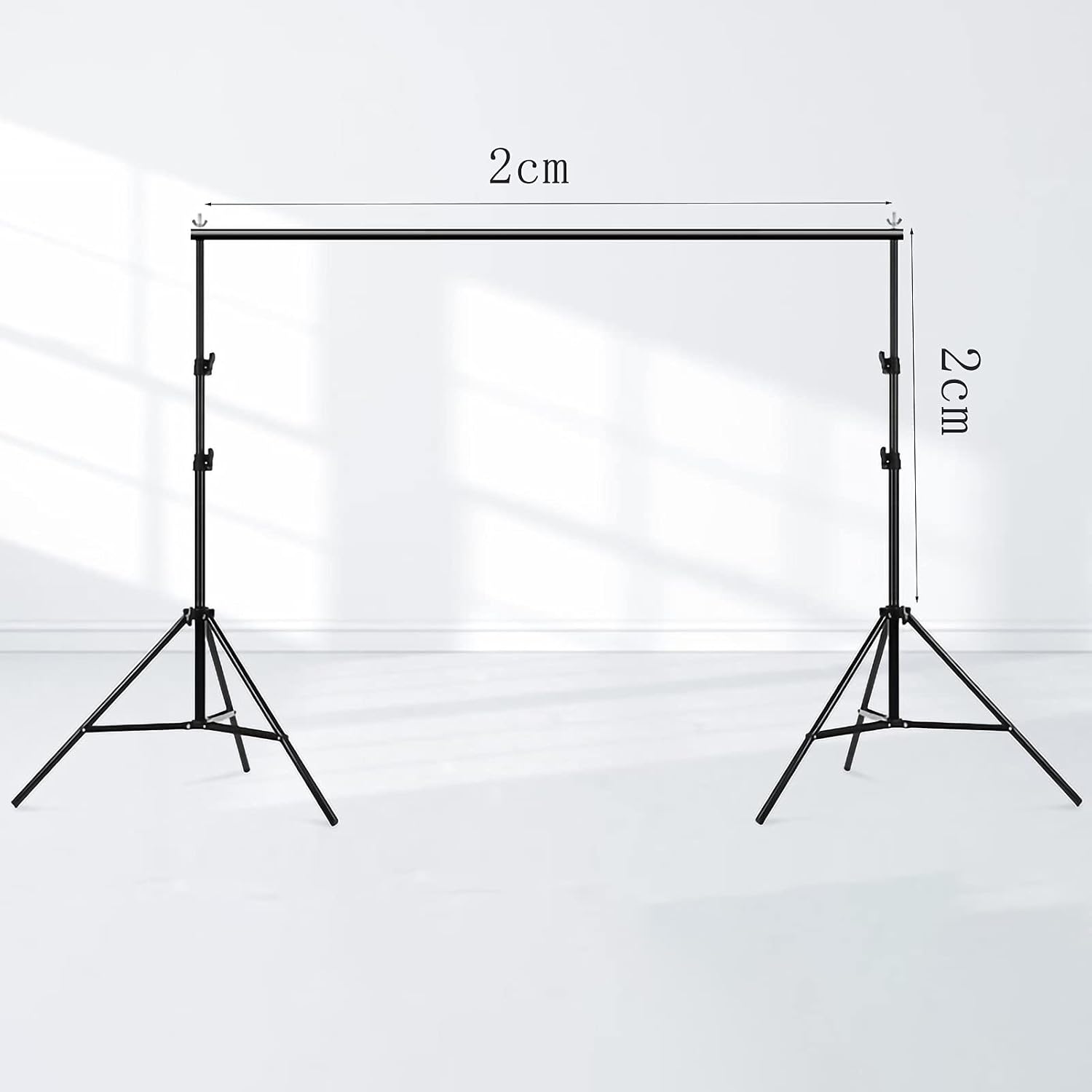 Adjustable Background Support Kit, Photo Background Cloth, Black, with 4 Backdrop Clamps, for Wedding, Party, Photography Studio Background Support (Size : 2x2m)