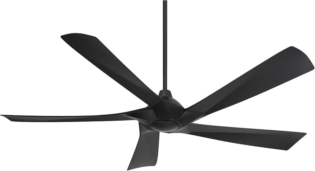 Possini Euro Design 60' Eloquent Modern Indoor Outdoor Ceiling Fan 5 Blade LED Light Remote Control Matte Black Finish Blades Bedroom Patio Living Room Kitchen Porch Damp Rated Decorative DC Motor