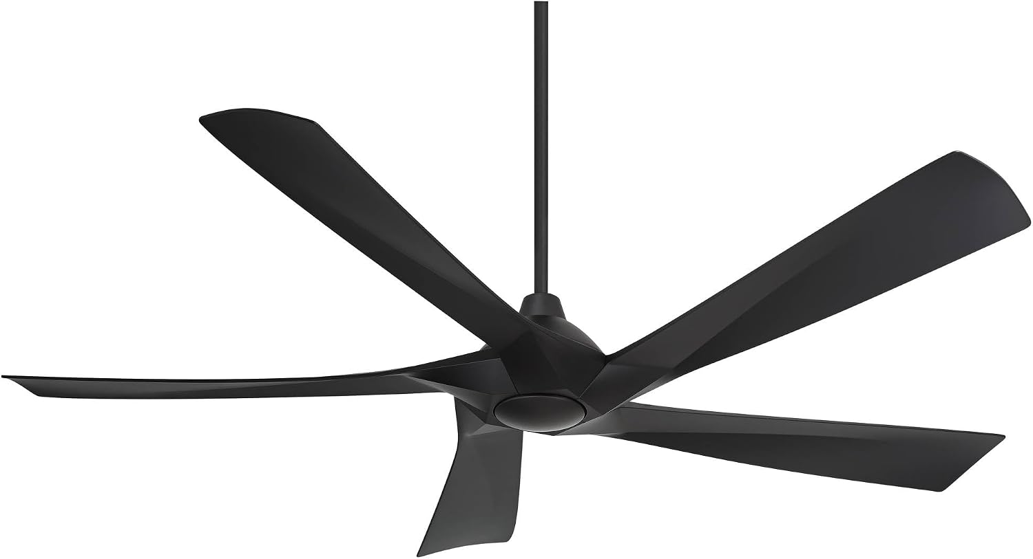 Possini Euro Design 60' Eloquent Modern Indoor Outdoor Ceiling Fan 5 Blade LED Light Remote Control Matte Black Finish Blades Bedroom Patio Living Room Kitchen Porch Damp Rated Decorative DC Motor