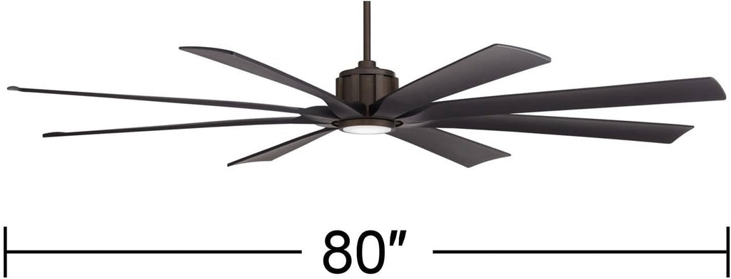Possini Euro Design 80' Defender Rustic Farmhouse Indoor Outdoor Ceiling Fan with Dimmable LED Light Remote Control Oil Rubbed Bronze Black Damp Rated for Patio Exterior Porch Gazebo Garage Barn