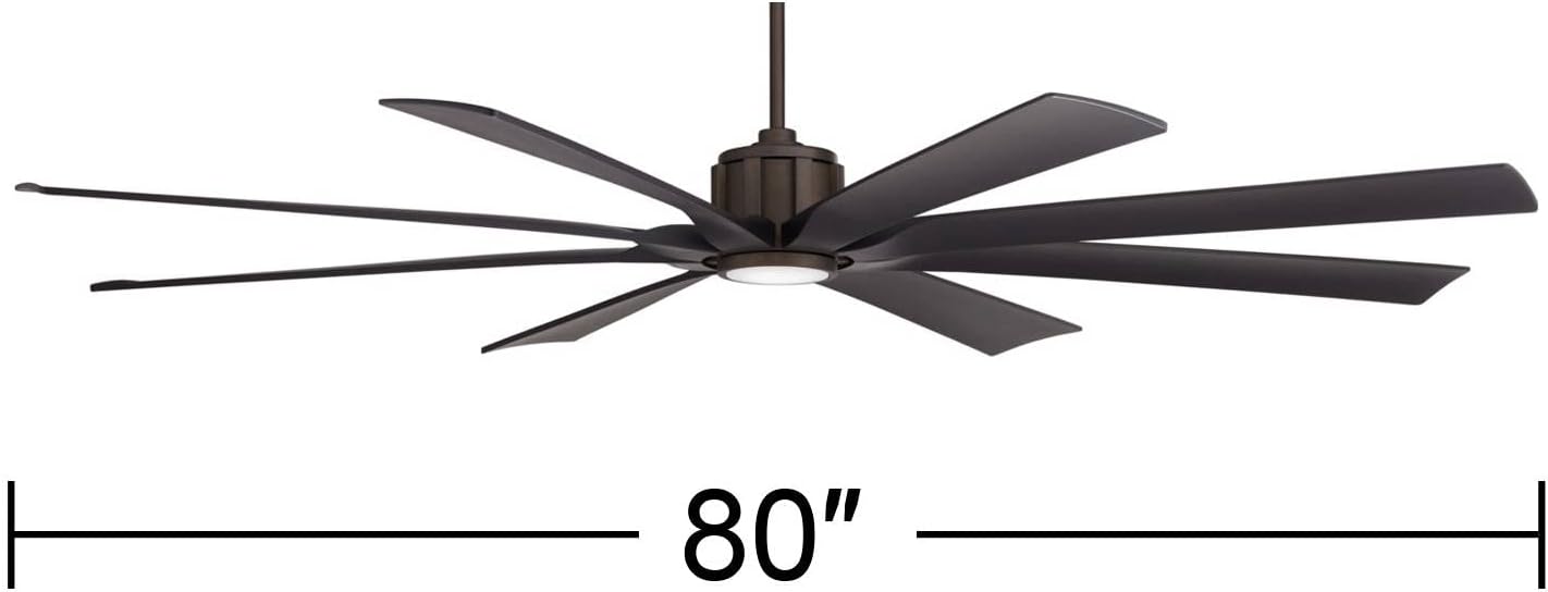 Possini Euro Design 80' Defender Rustic Farmhouse Indoor Outdoor Ceiling Fan with Dimmable LED Light Remote Control Oil Rubbed Bronze Black Damp Rated for Patio Exterior Porch Gazebo Garage Barn