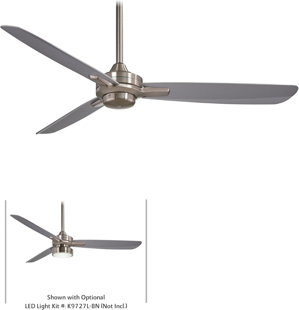 MINKA-AIRE F727-BN/SL Rudolph 52' 3-Blade Ceiling Fan in Brushed Nickel Finish with Silver Blades